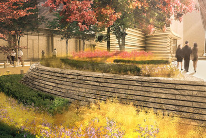 Battered Wall at Hudson Yards, Hudson Yards landscape, Hudson Yards