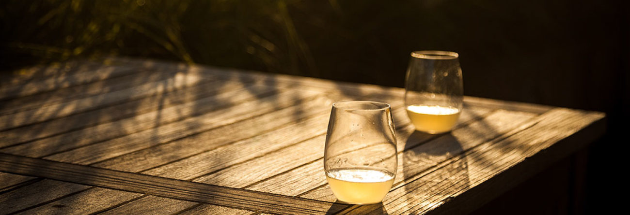 Glasses of wine, glasses of wine on table, glasses of wine outside