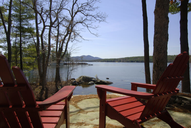 Adirondack chairs and lake